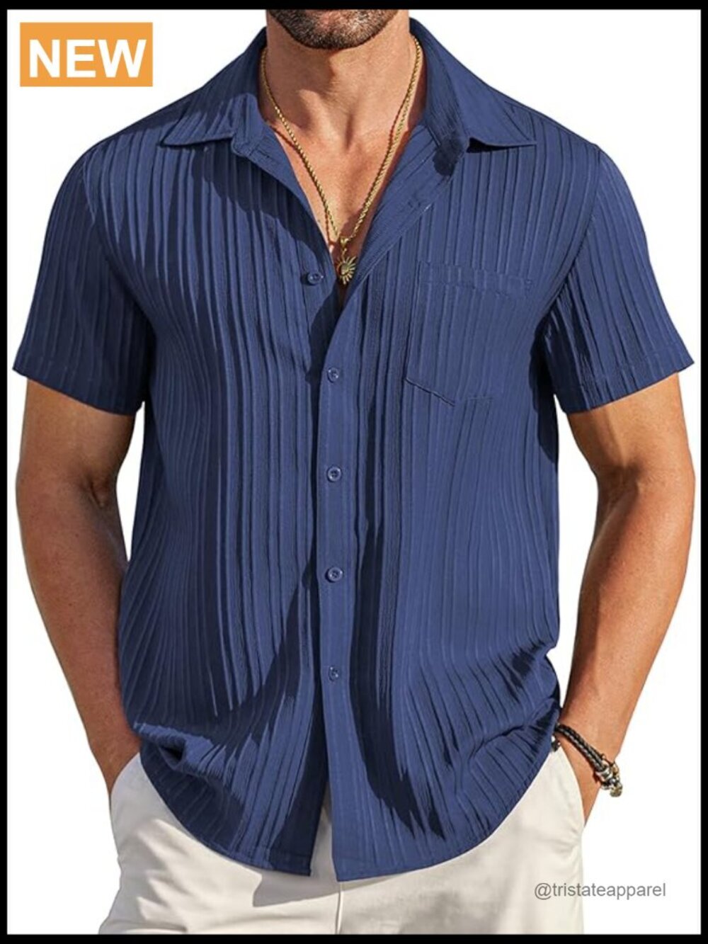 Short Sleeve Textured Button Down Shirt with Pocket Casual Summer Beach